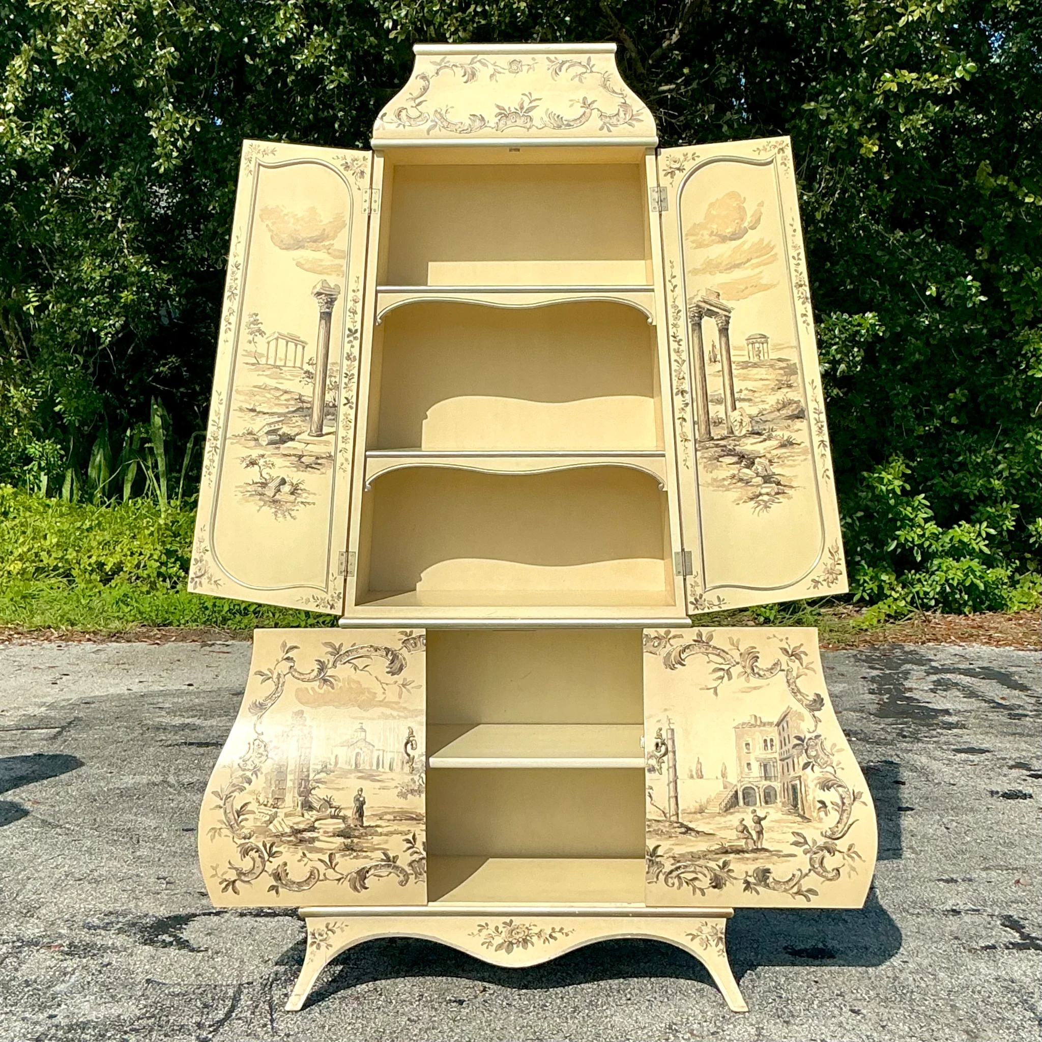 Vintage Boho Painted Grand Tour Cabinet - Back view