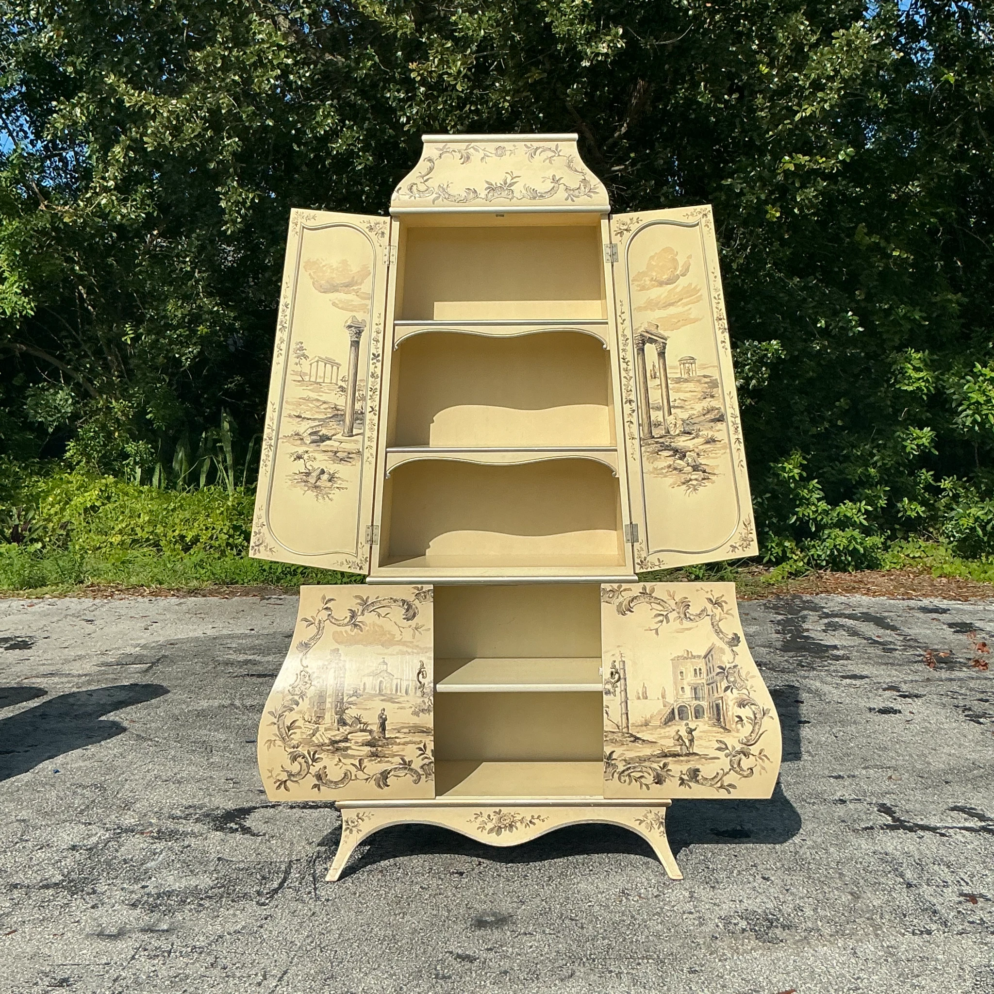 Vintage Boho Painted Grand Tour Cabinet - Top view