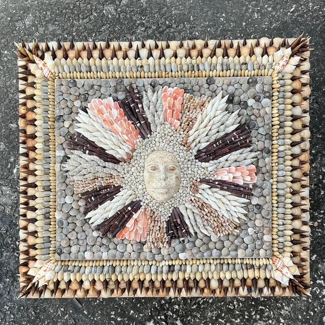 Vintage Coastal Shell Encrusted Wall Plaque - Side view