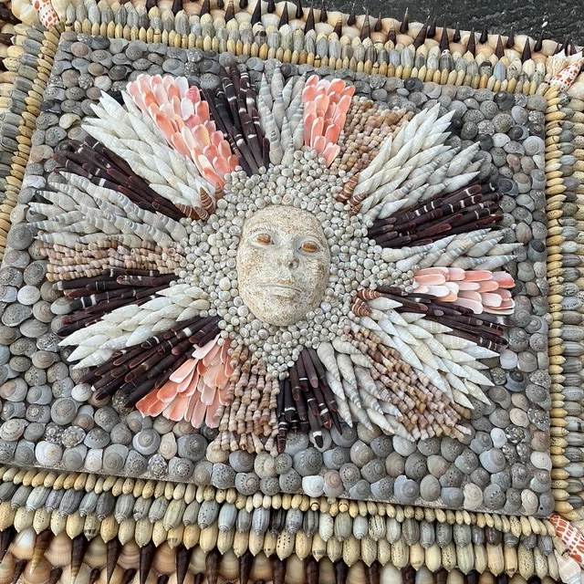 Vintage Coastal Shell Encrusted Wall Plaque - Back view