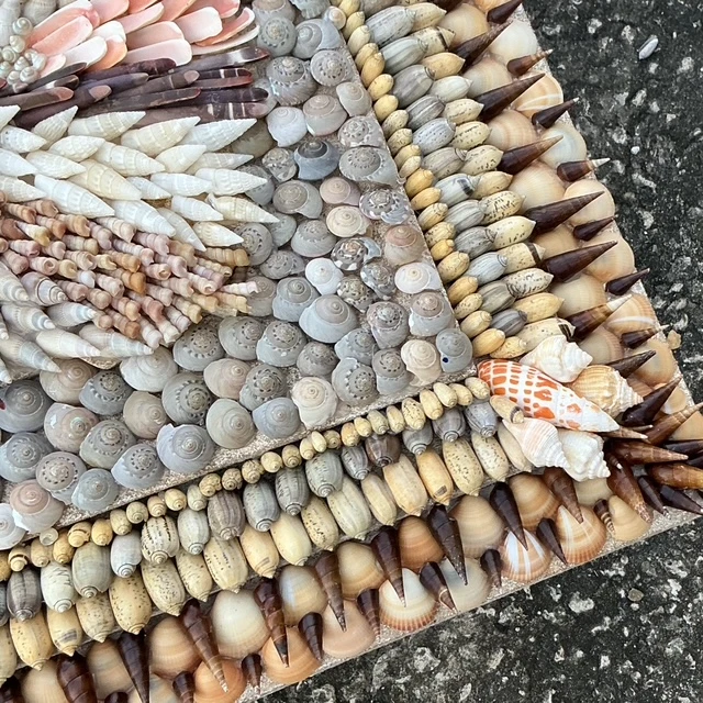 Vintage Coastal Shell Encrusted Wall Plaque - Top view