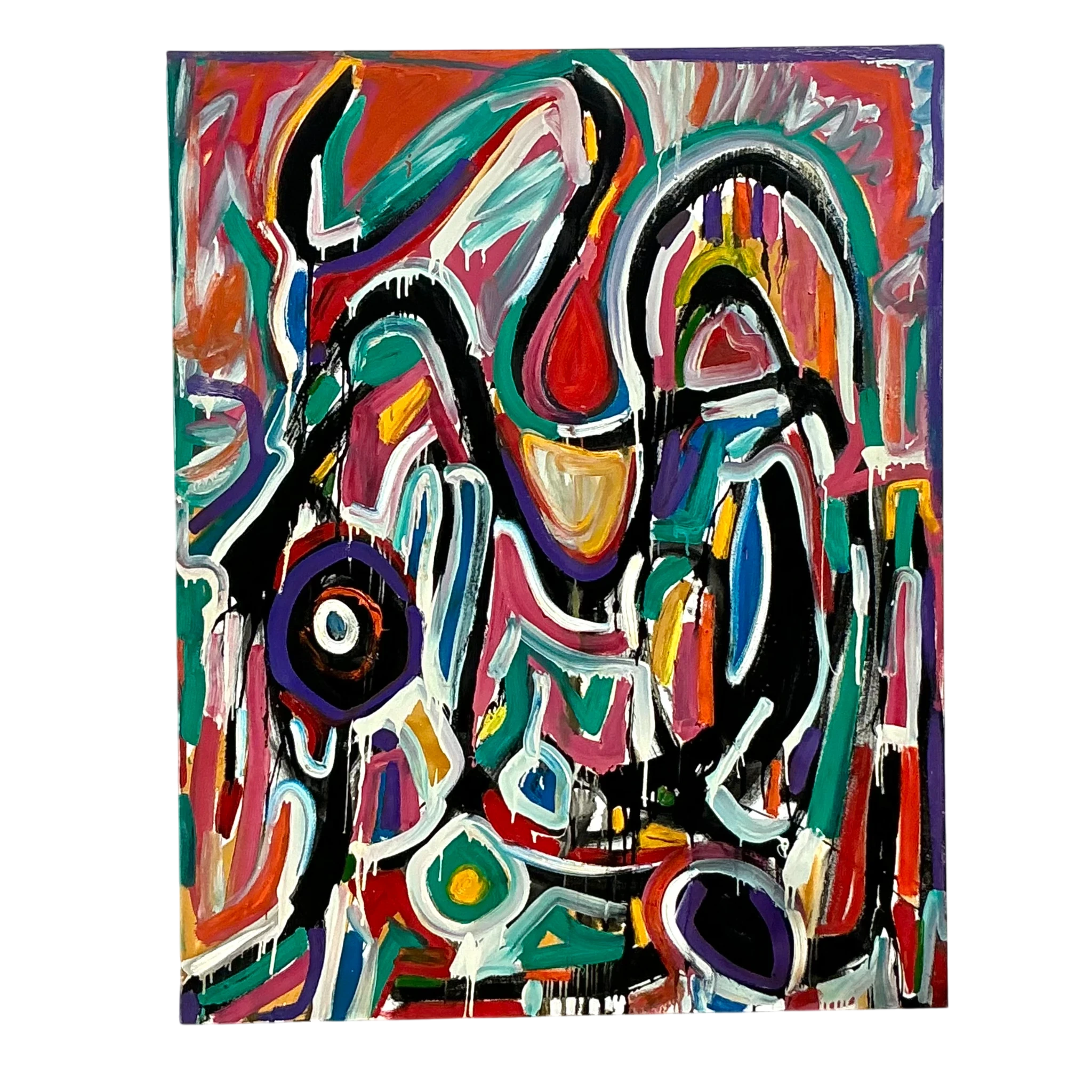 Vintage Boho Monumental Abstract Oil on Canvas