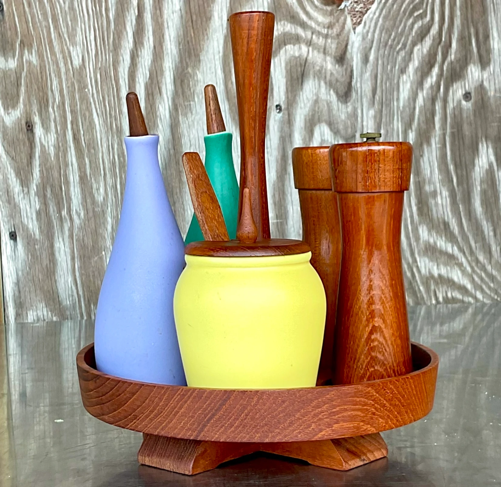 Mid 20th Century Vintage MCM Arni Form Condiment Lazy Susan- 7 Pieces - Detail view