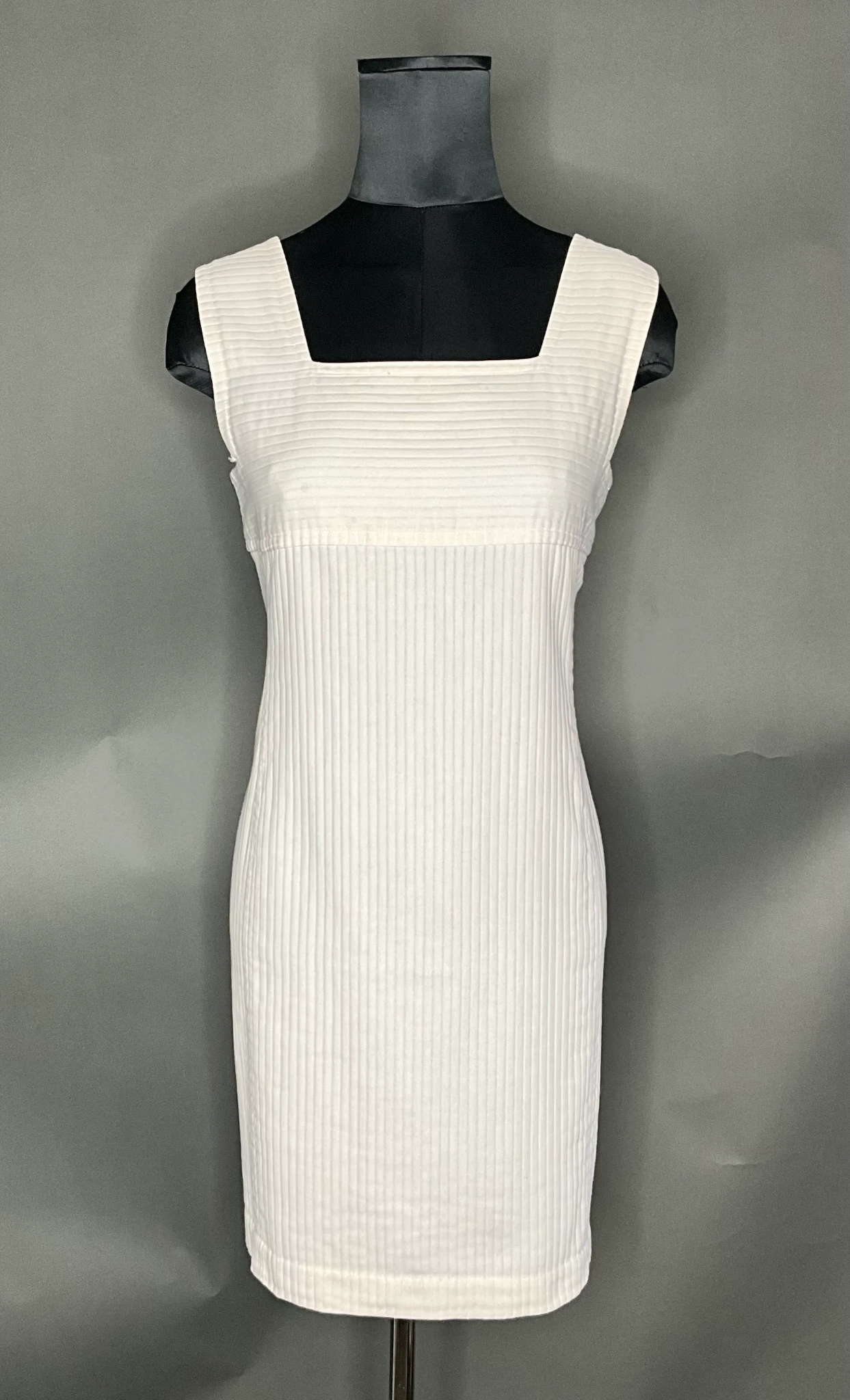 Vintage Courreges White Ribbed Dress - Top view