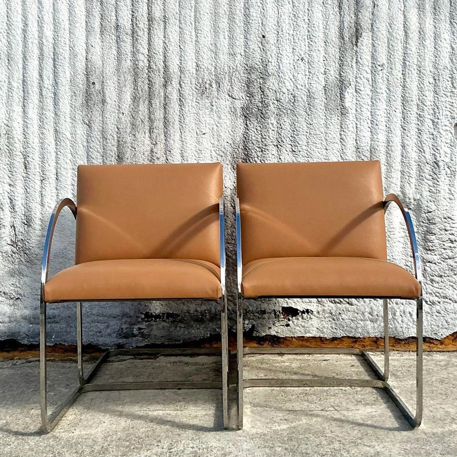 Vintage Boho Brueton Flat Bar Dining Chairs After Brueton- Set of 4 - Back view