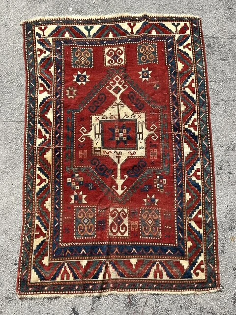 Vintage Boho Woven Wool Rug - Detail view