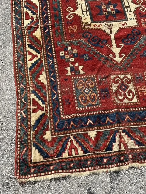 Vintage Boho Woven Wool Rug - Top view