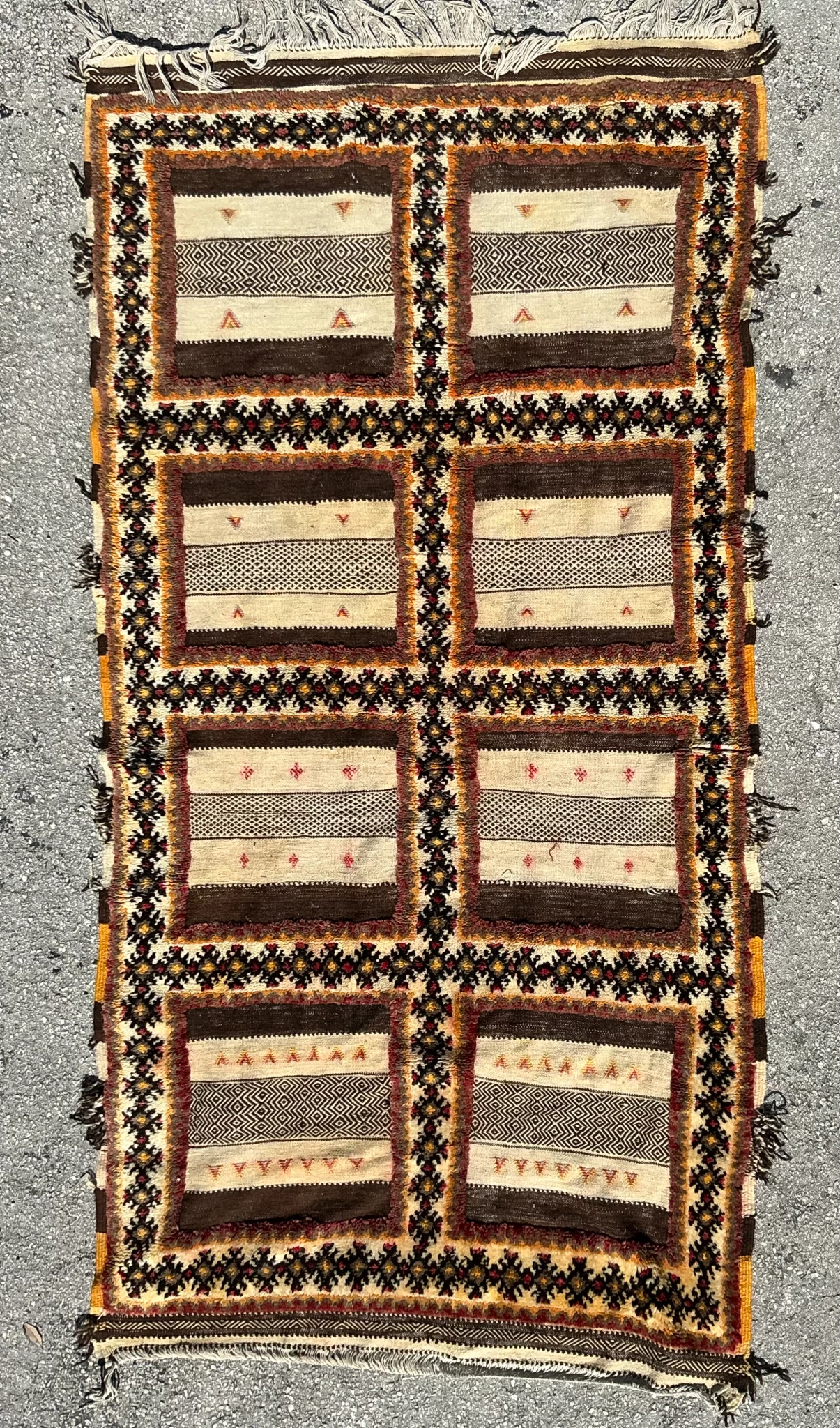 Vintage Boho Turkish Woven Rug - Side view