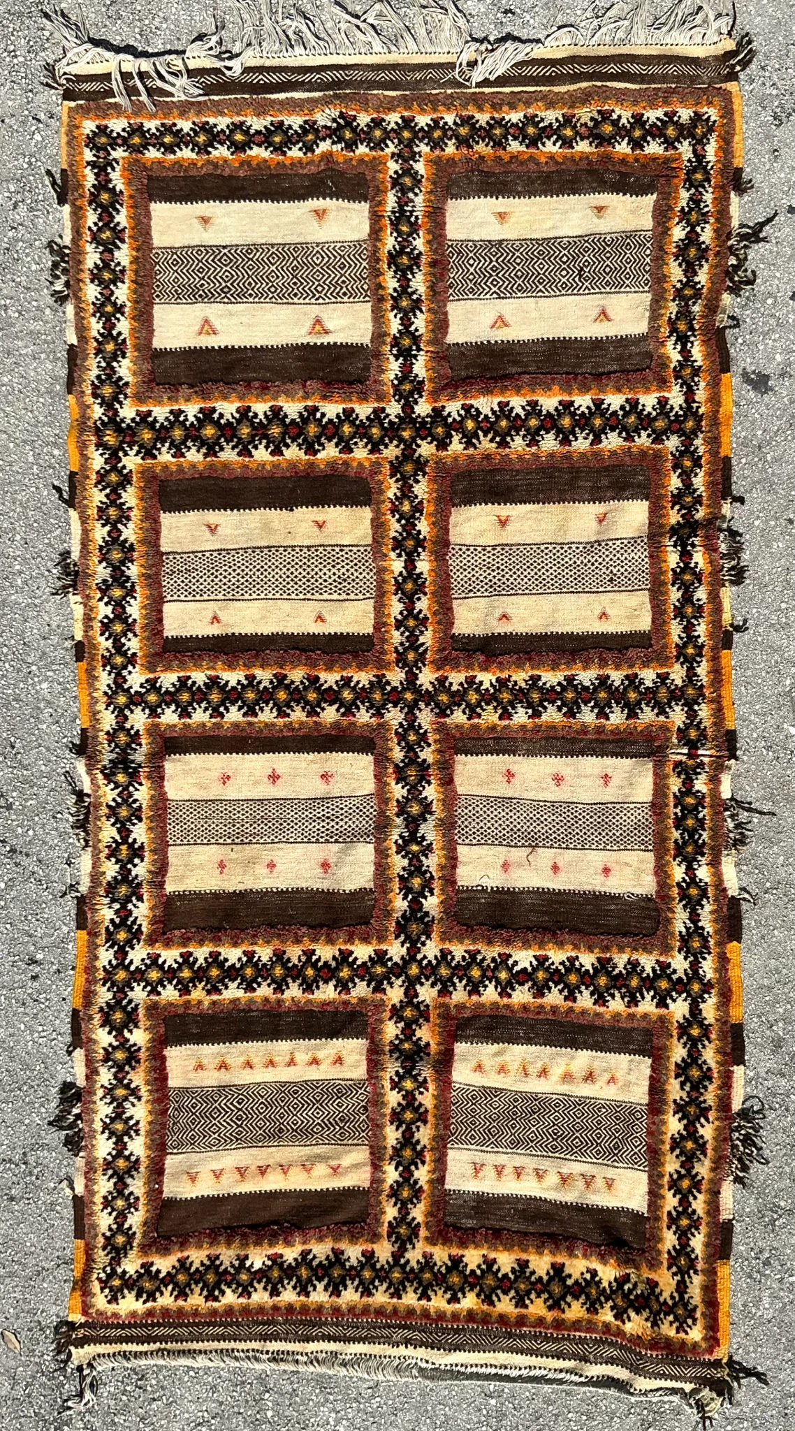 Vintage Boho Turkish Woven Rug - Back view