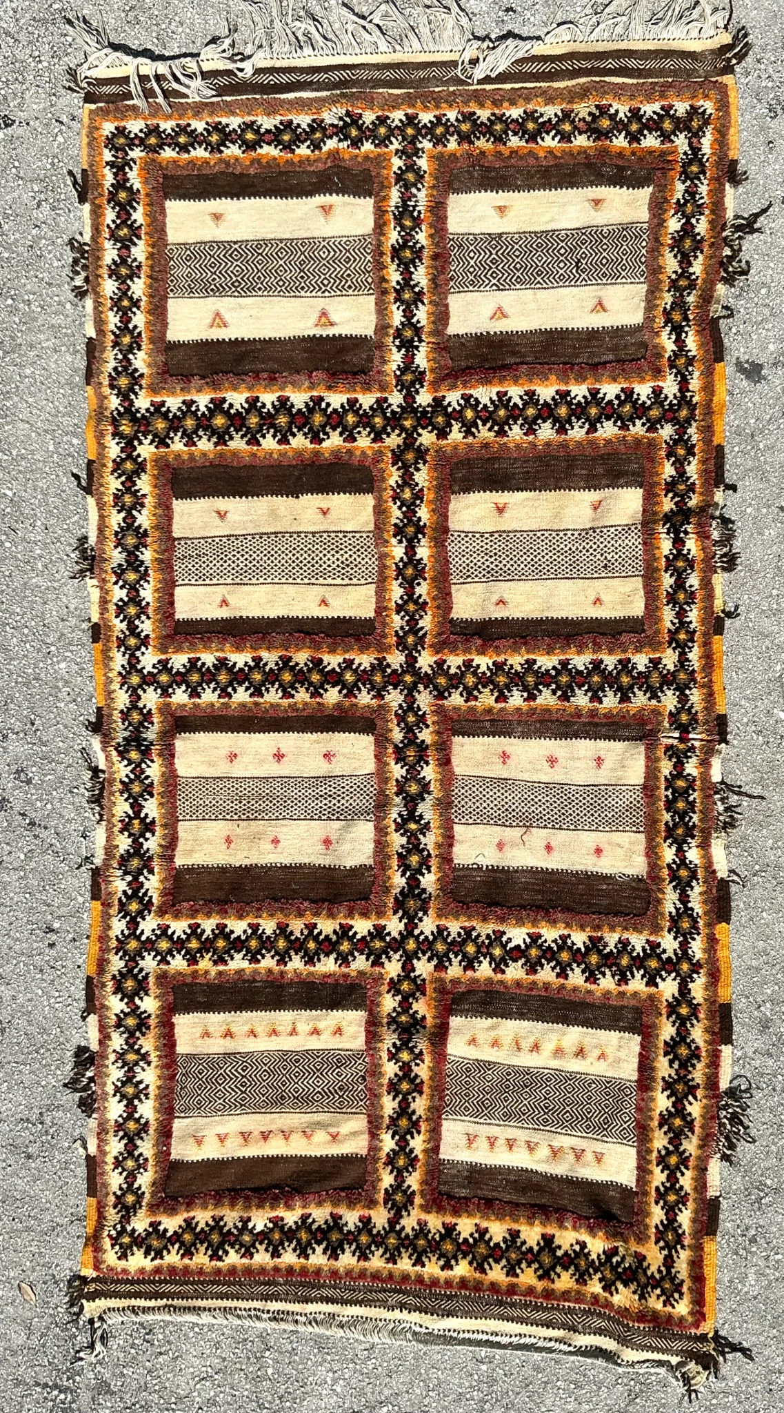 Vintage Boho Turkish Woven Rug - Top view