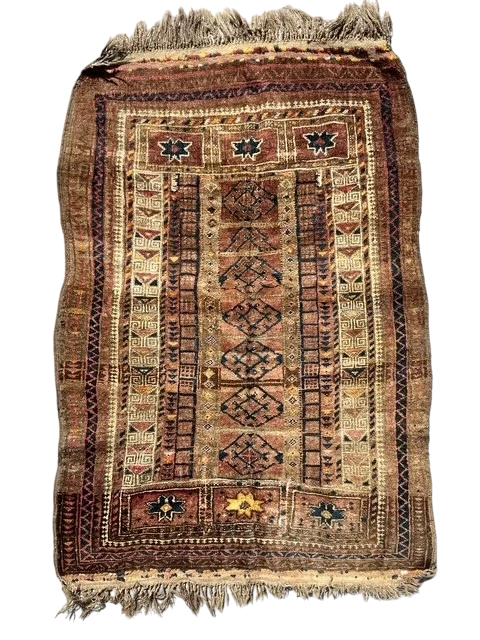 Vintage Boho Distressed Woven Wool Rug