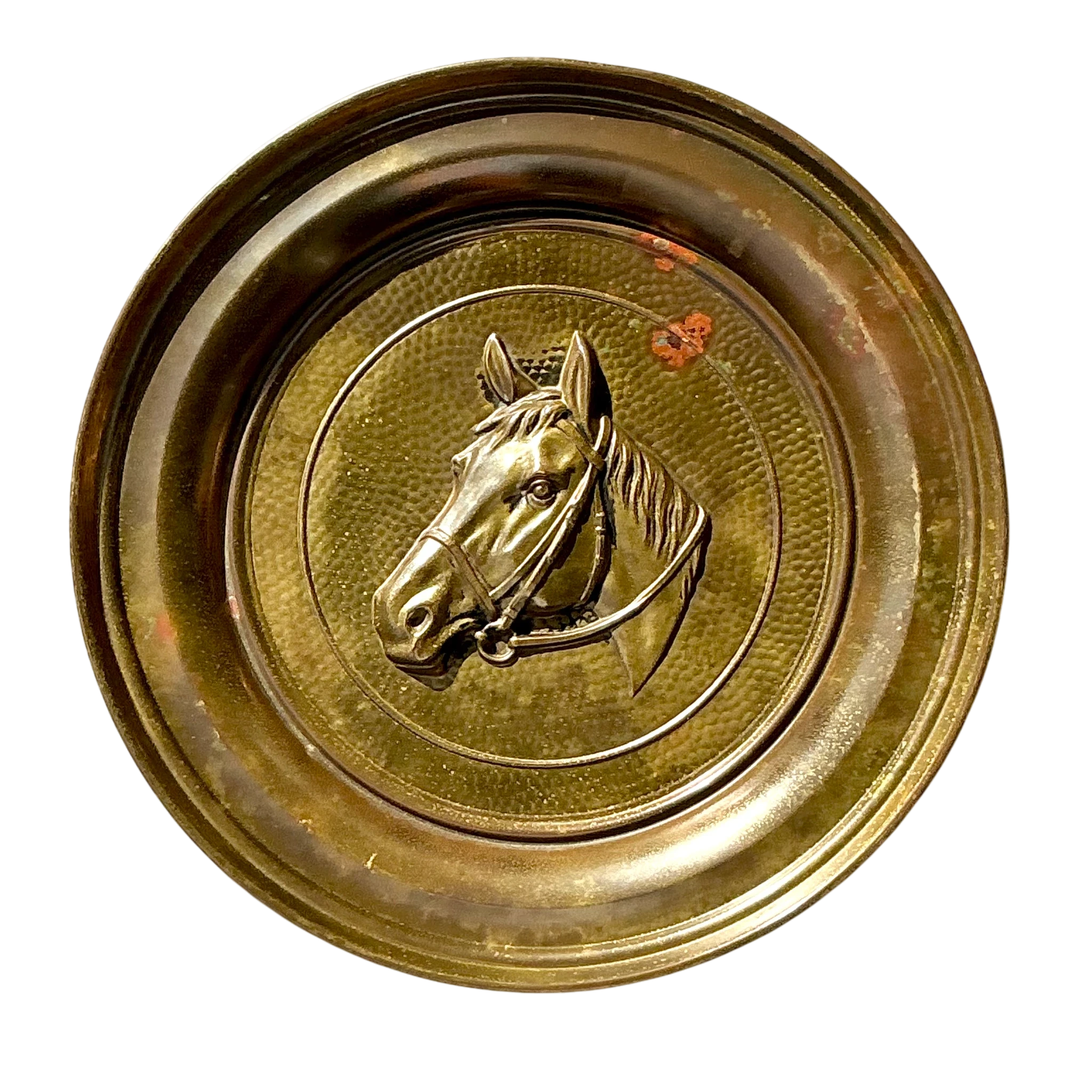 Vintage Boho Hammered Brass Horse Plate