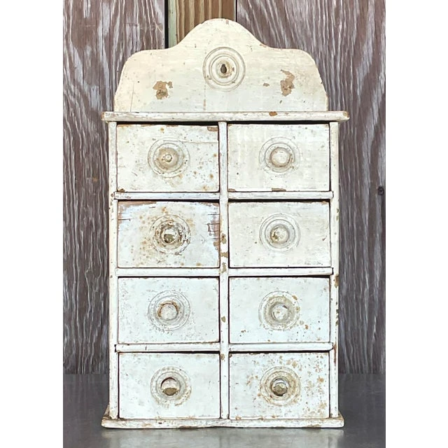 Antique Primitive Patinated Wall Cabinet - Top view