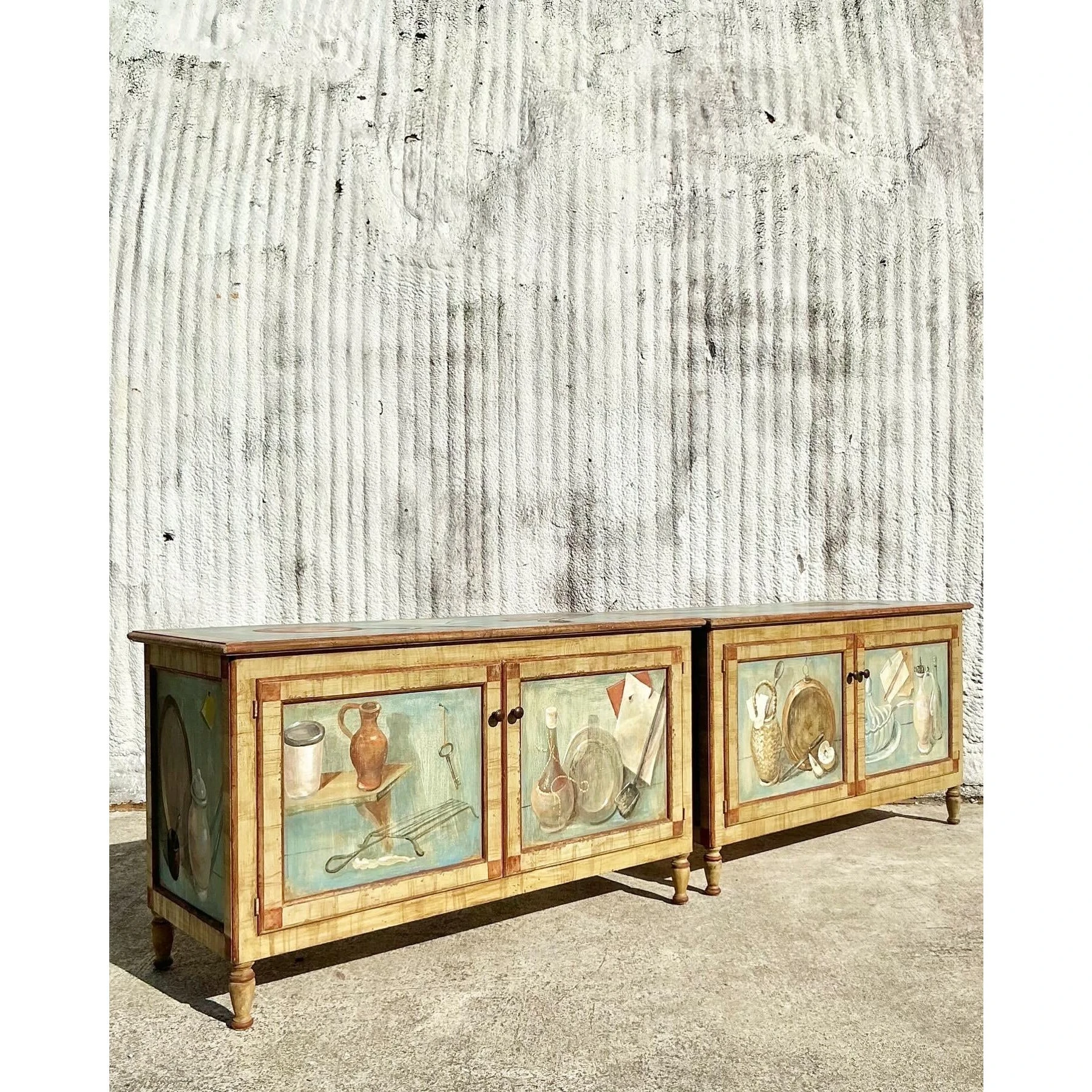 Vintage Regency Hand Painted Cabinet - Side view