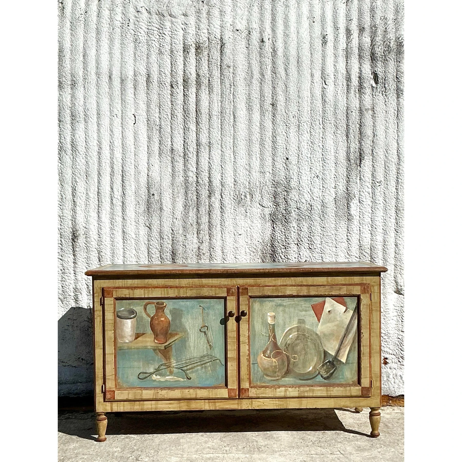 Vintage Regency Hand Painted Cabinet - Back view