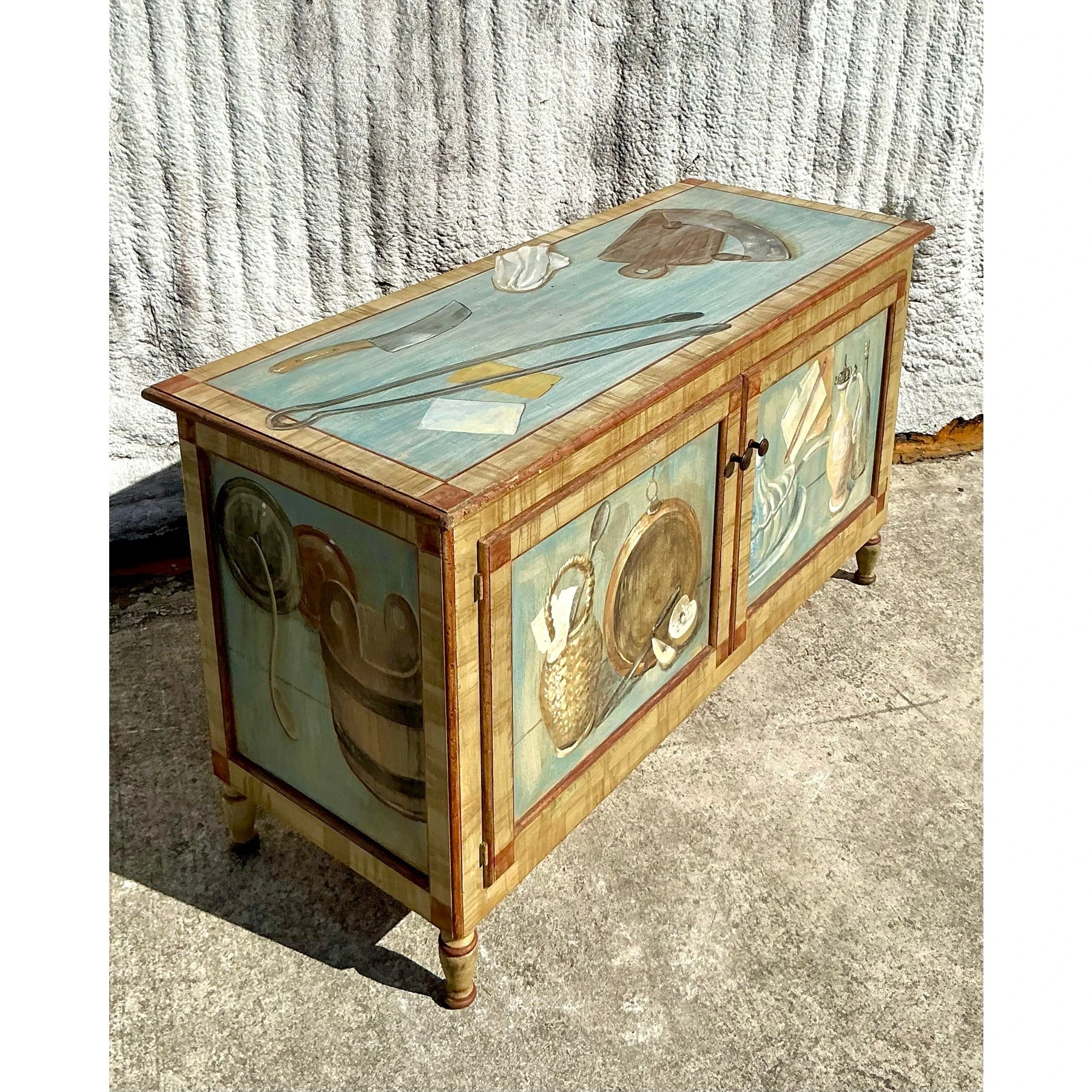 Late 20th Century Vintage Regency Hand Painted Cabinet - Top view