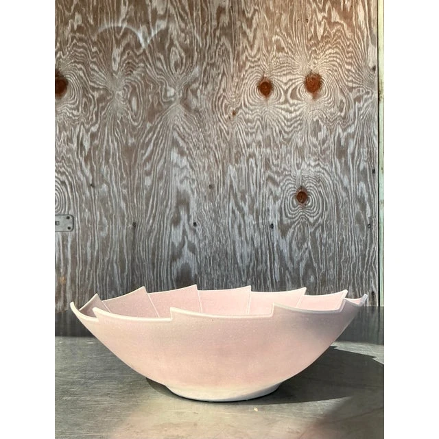Vintage Boho Glazed Ceramic Layered Pottery Bowl - Top view