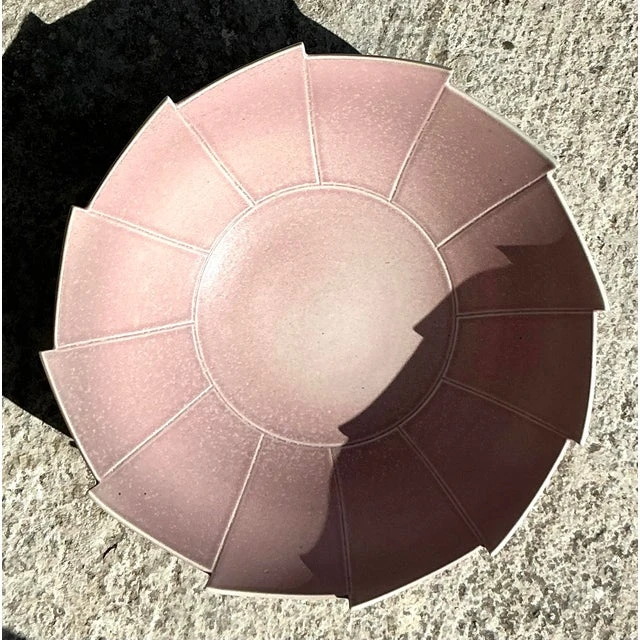 Vintage Boho Glazed Ceramic Layered Pottery Bowl - Detail view