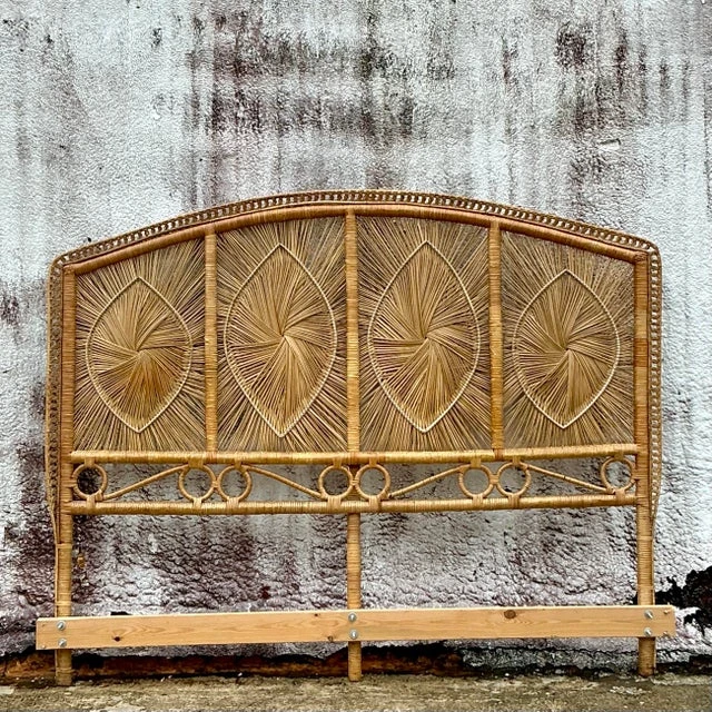 Coastal Woven Rattan King Headboard - Side view
