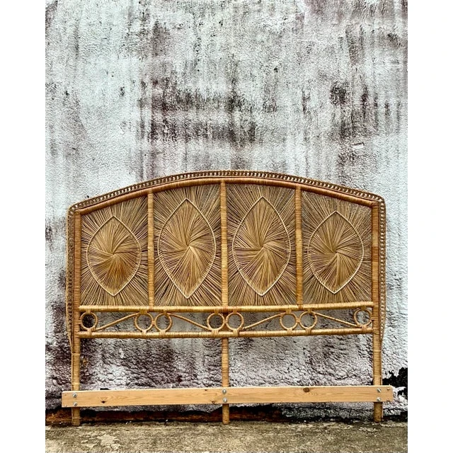 Coastal Woven Rattan King Headboard - Back view
