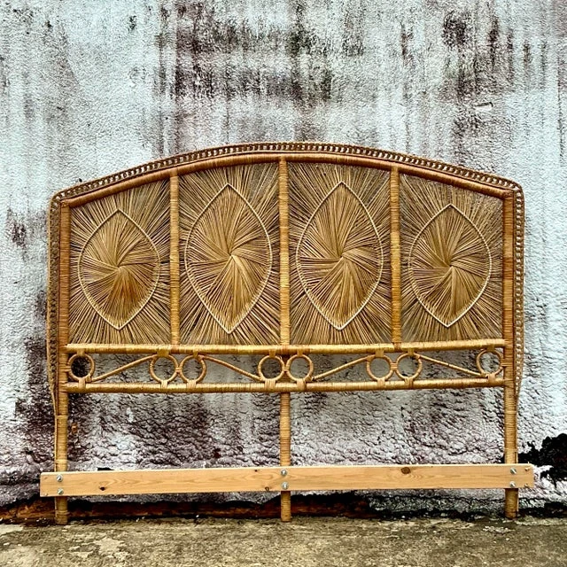 Coastal Woven Rattan King Headboard - Top view