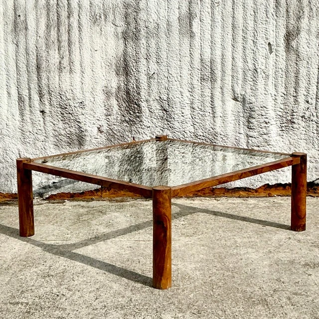 Vintage Boho Italian Burl Olive Wood Coffee Table - Detail view