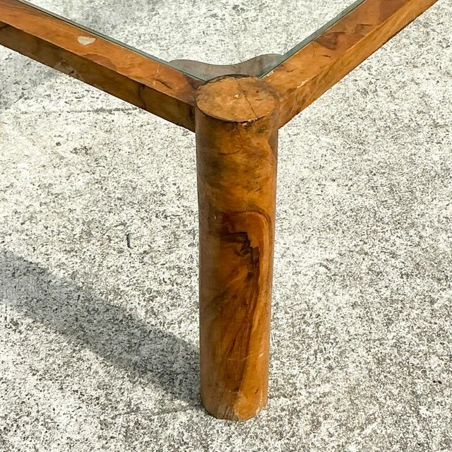 Vintage Boho Italian Burl Olive Wood Coffee Table - Back view