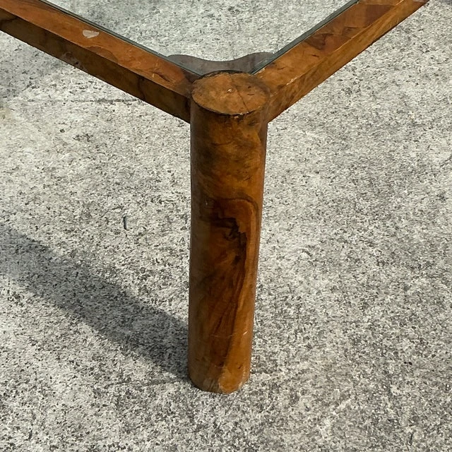 Vintage Boho Italian Burl Olive Wood Coffee Table - Top view