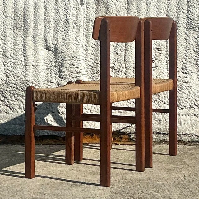 Vintage Mid-Century Modern Woven Rope Dining Chairs - Set of 2 - Back view