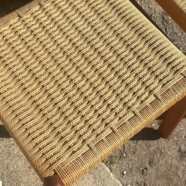 Vintage Mid-Century Modern Woven Rope Dining Chairs - Set of 2 - Top view