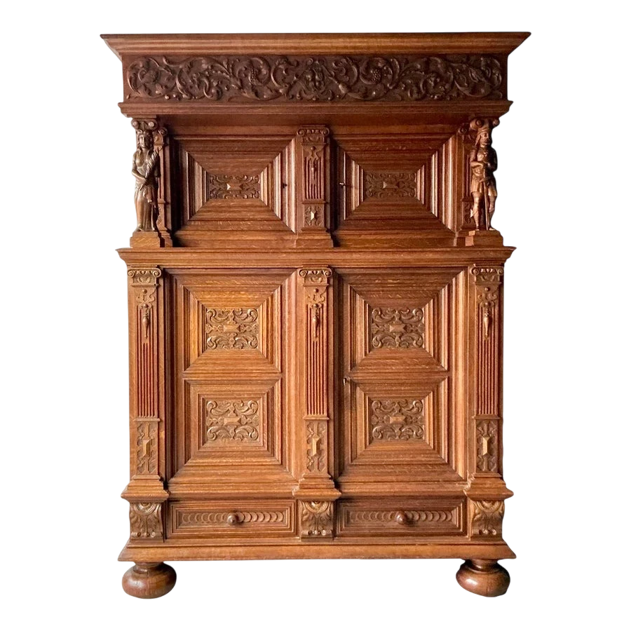 Vintage Boho Hand Carved Dutch Cabinet