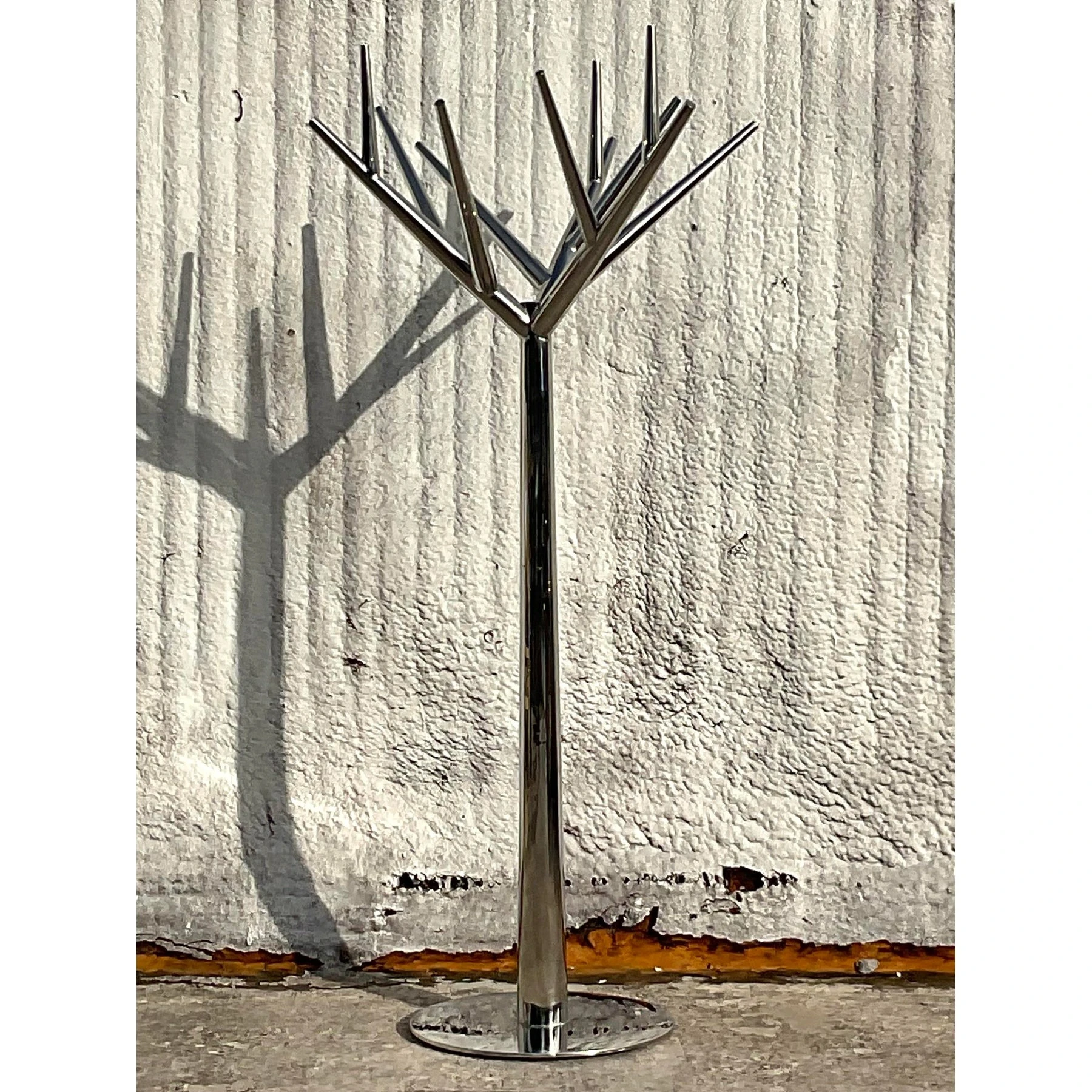 Vintage Contemporary Polished Chrome Tree Coat Rack - Detail view