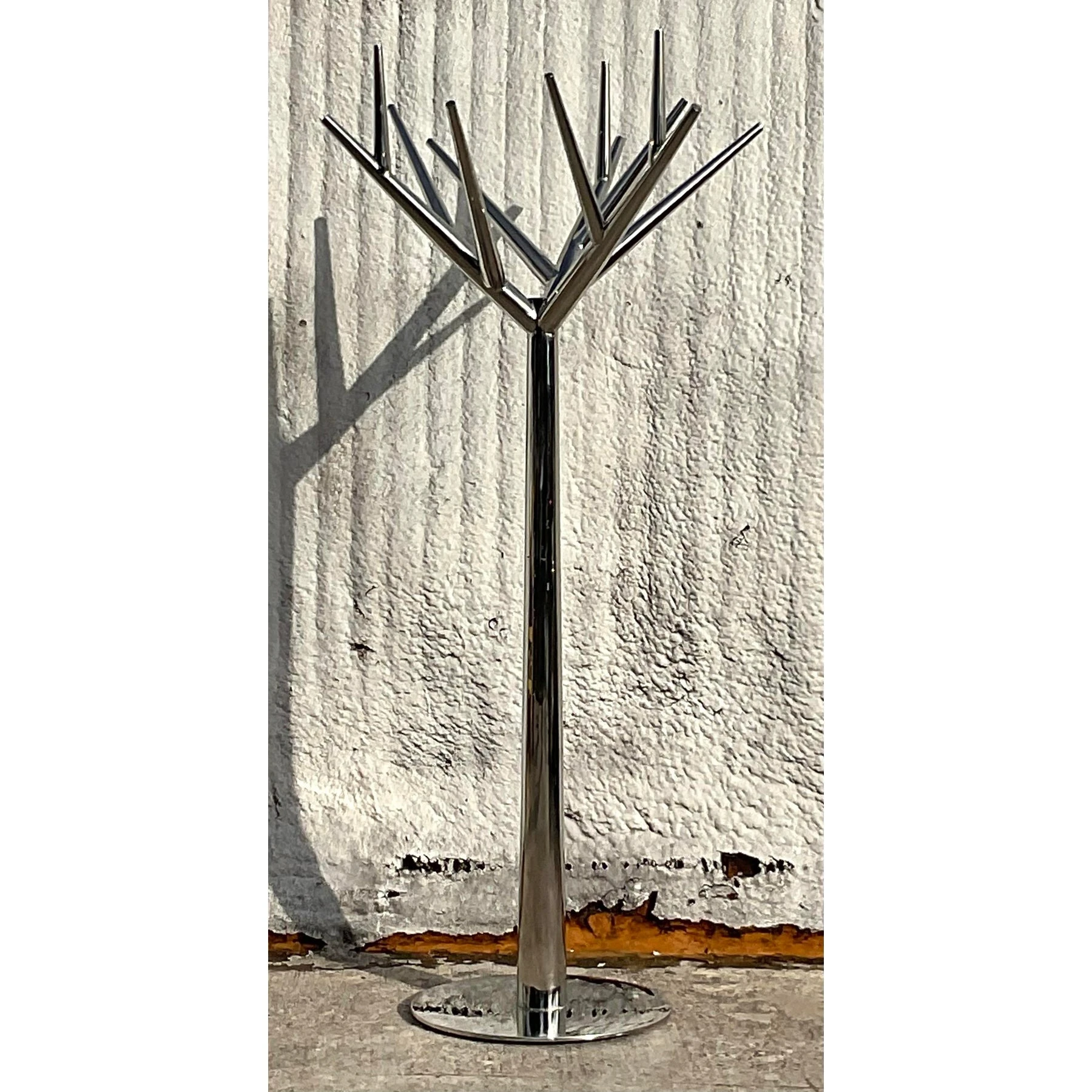 Vintage Contemporary Polished Chrome Tree Coat Rack - Side view