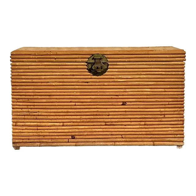 Vintage Coastal Pretzel Rattan Trunk
