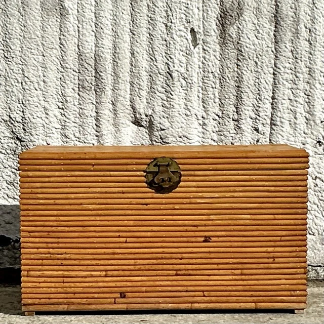 Vintage Coastal Pretzel Rattan Trunk - Detail view