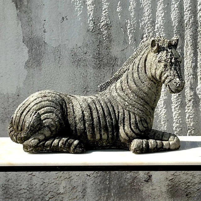 Vintage Distressed Cast Concrete Zebra - Top view