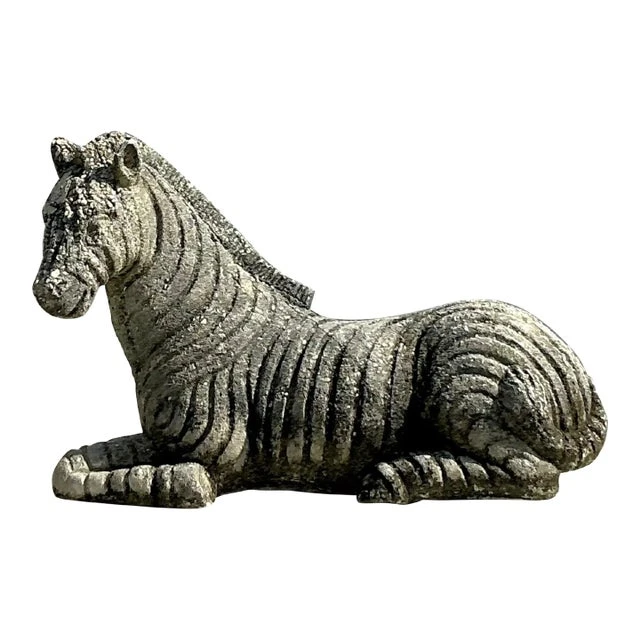 Vintage Distressed Cast Concrete Zebra