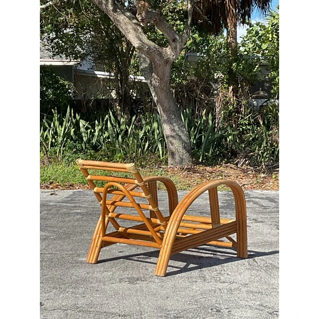 Vintage Coastal La Jolla Bent Rattan Lounge Chair - Top view