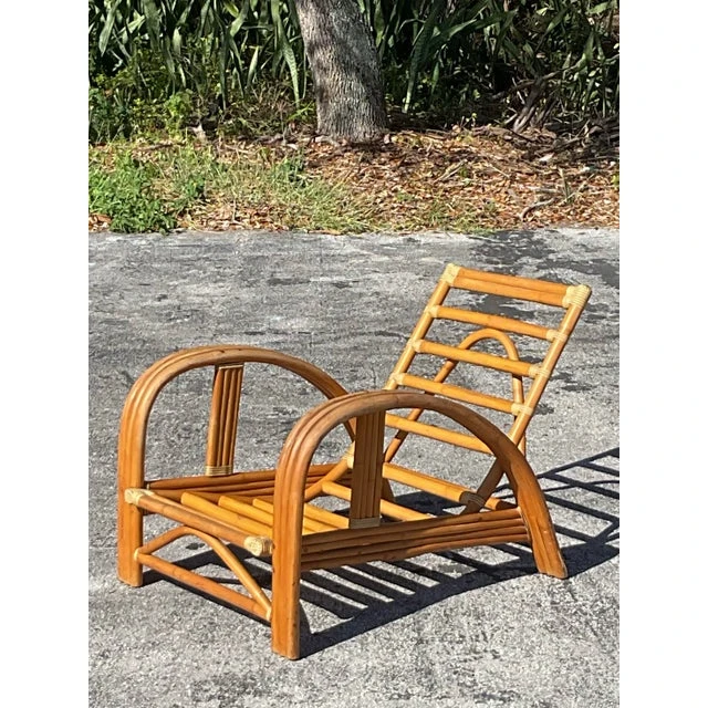 Vintage Coastal La Jolla Bent Rattan Lounge Chair - Detail view