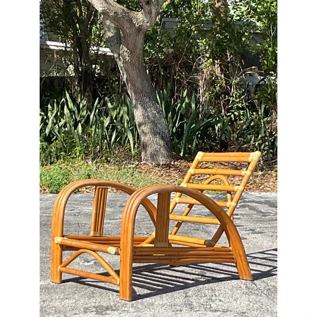 Vintage Coastal La Jolla Bent Rattan Lounge Chair - Back view