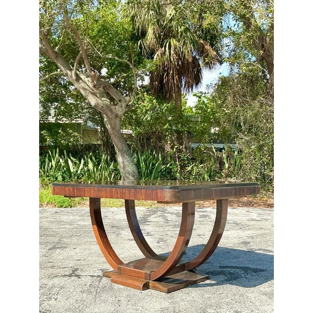 Vintage Deco Zebrawood Center Hall Table - Back view