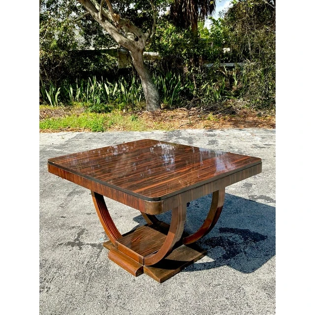 Vintage Deco Zebrawood Center Hall Table - Detail view