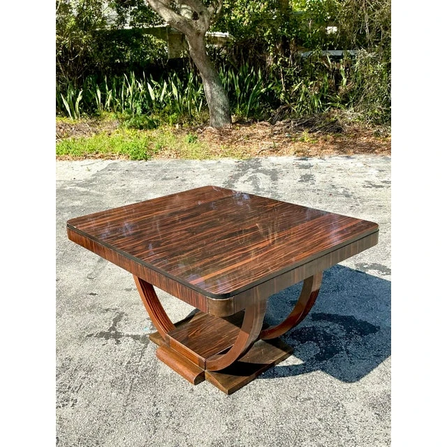 Vintage Deco Zebrawood Center Hall Table - Side view