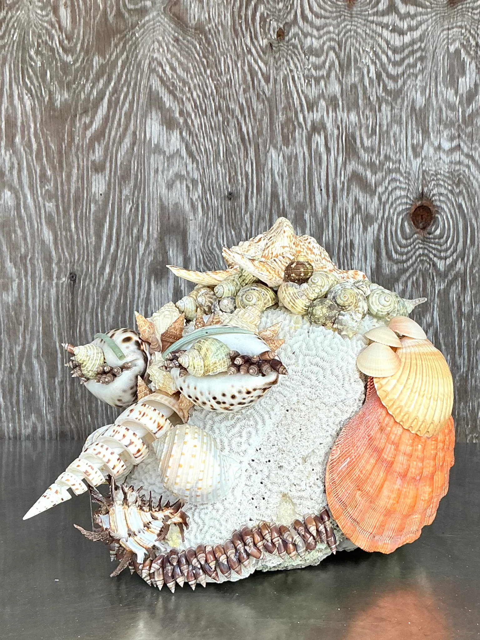 Vintage Coastal Shell Encrusted Sculpture - Top view