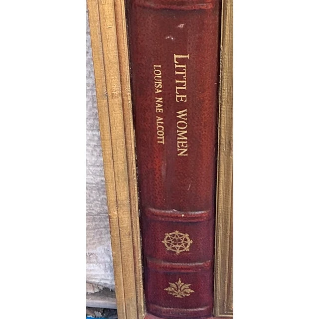 Vintage Regency Embossed Leather Books Mirror - Side view