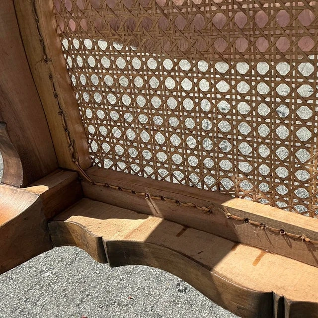 Vintage Boho Woven Cane Bench - Top view