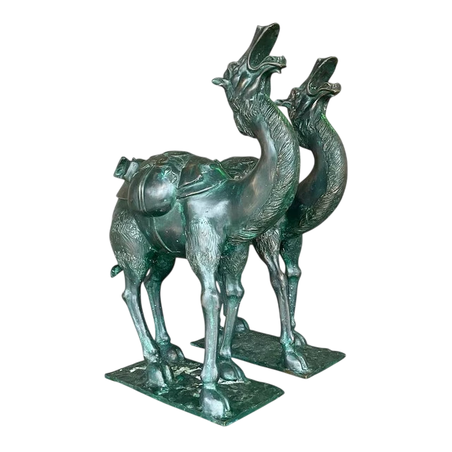 Vintage Boho Patinated Bronze Camels - a Pair