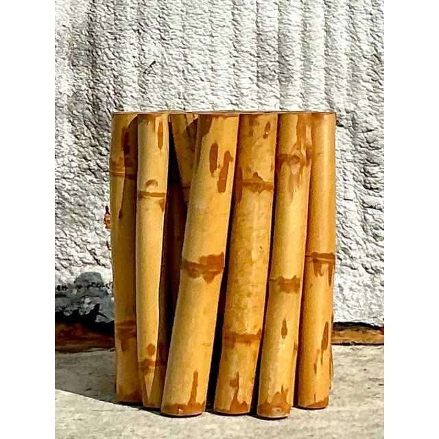 Vintage Coastal Bundled Bamboo Dining Table Pedestal - Side view