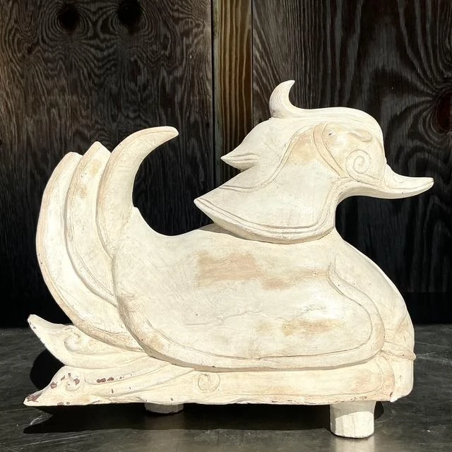 Vintage Asian Carved Mandarin Wood Ducks - a Pair - Back view