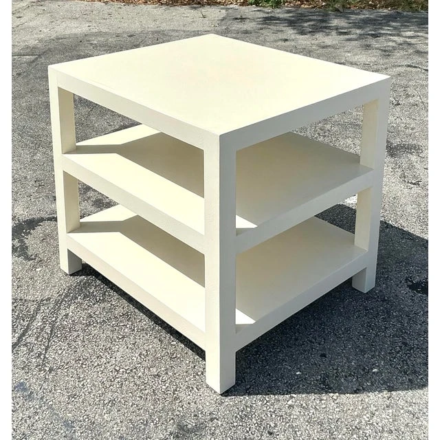 Vintage Regency Lacquered Stacked Side Table - Side view